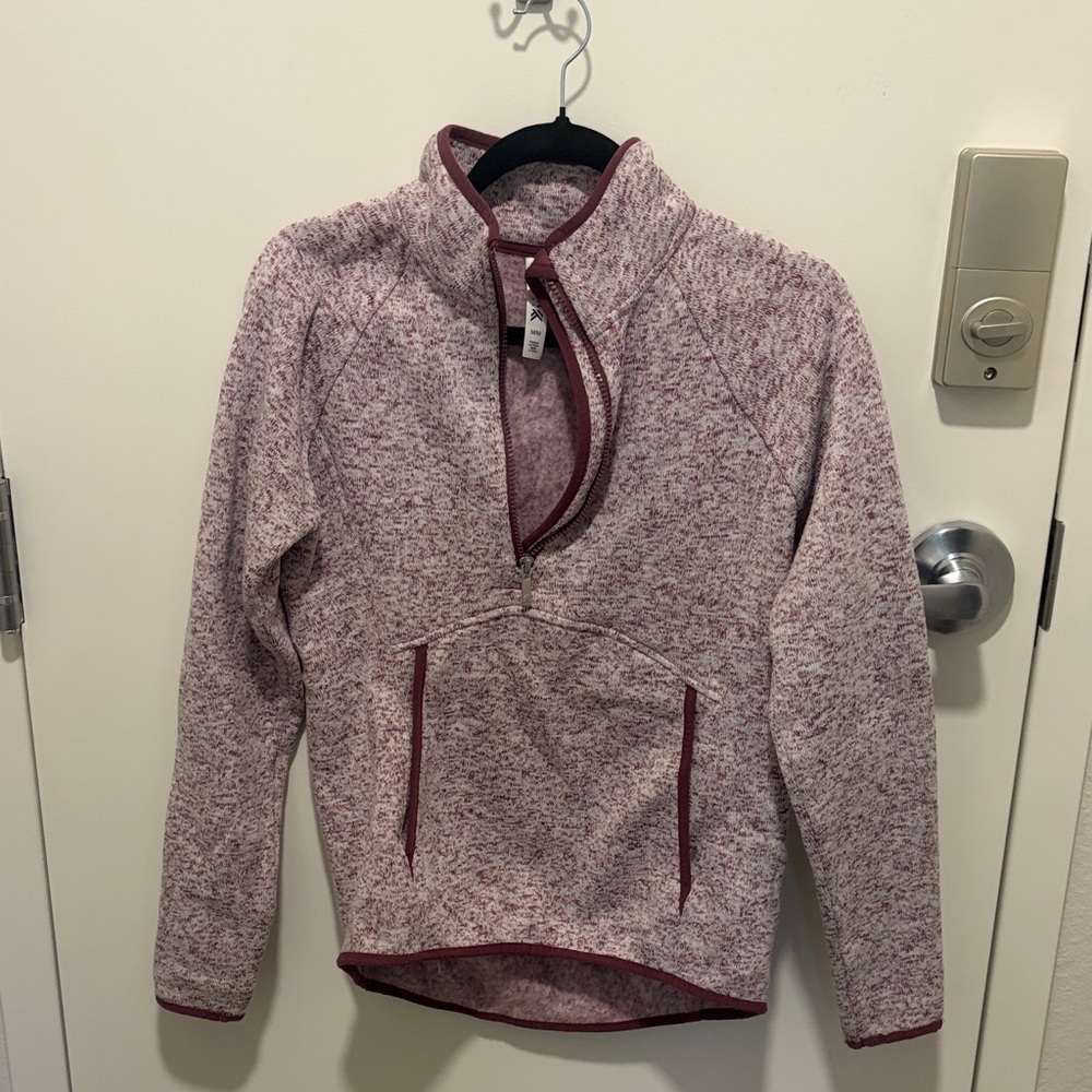 Kyodan Heathered Mauve Quarter-Zip Pullover Sweater